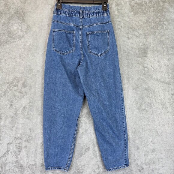 Zara Jeans Womens Size XS Blue Paperbag Waist High Rise Tapered Leg Denim - Picture 8 of 9